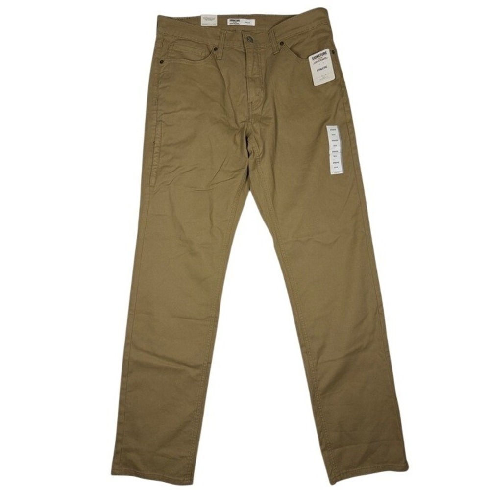 Signature by Levi Strauss Mens Athletic Flex Tapered‎ Jeans Khaki 32x34